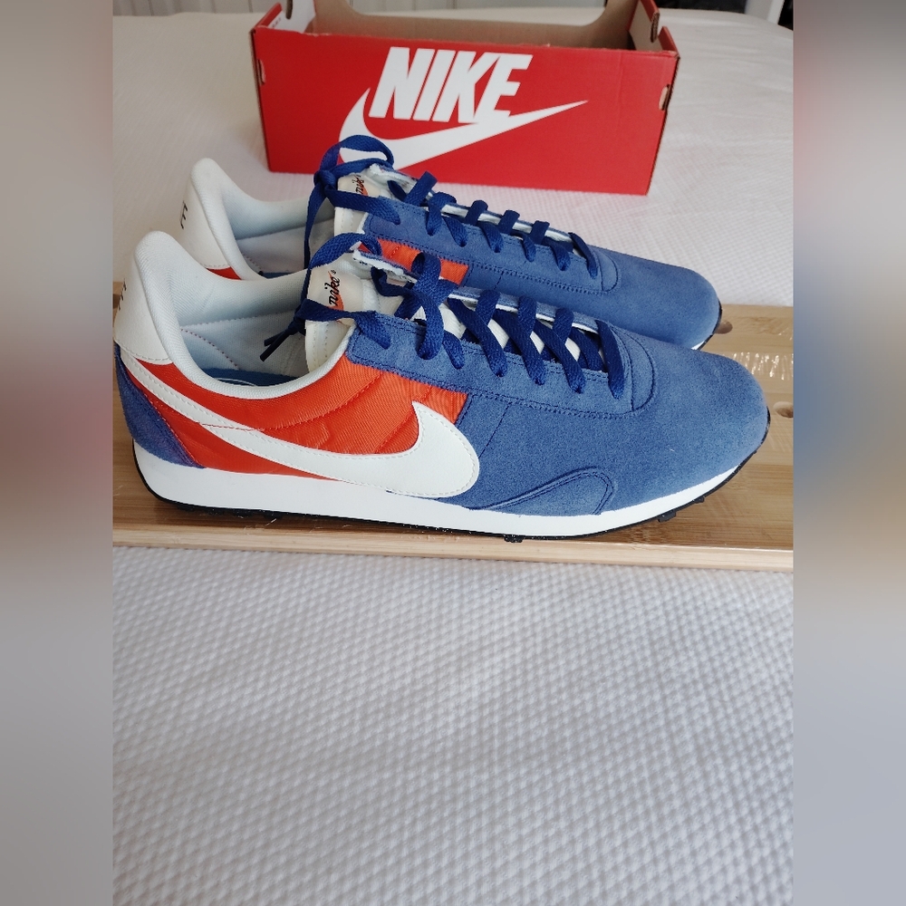 Nike Pre Montreal Racer 898031-400 Blue Orange White Lace Up Sneakers Low Top.